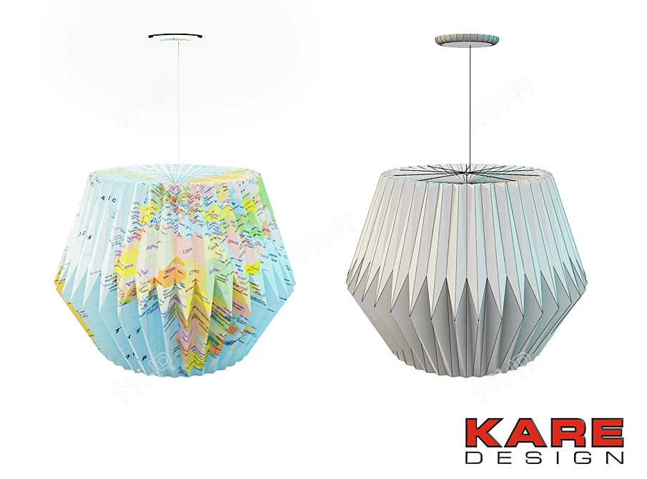 Cosmopolitan Folded Paper Pendant Lamp 3D model image 1