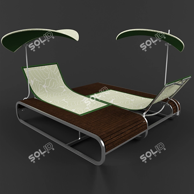 Beach Lounger with Umbrella 3D model image 1