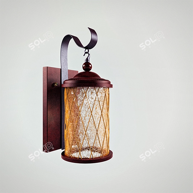 Elegant Wood & Metal Wall Lamp 3D model image 1