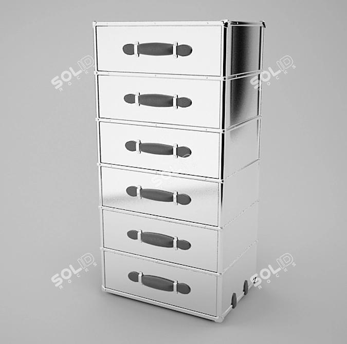 Metal and Leather High Cabinet 3D model image 1