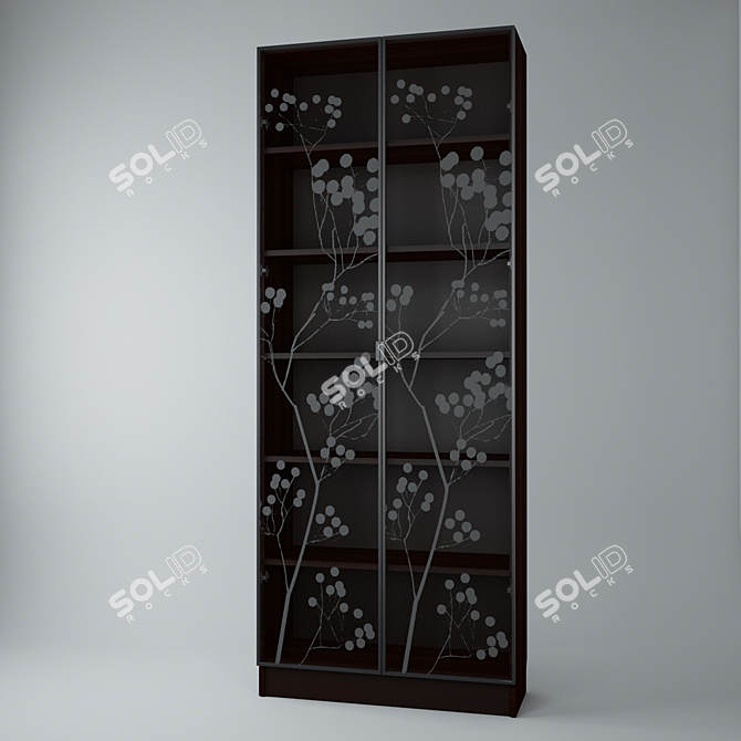 Modern Glass Door Bookcase 3D model image 1