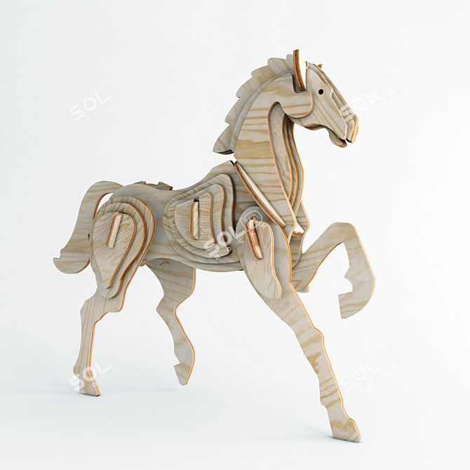 Elegant Equine Plywood 3D model image 1