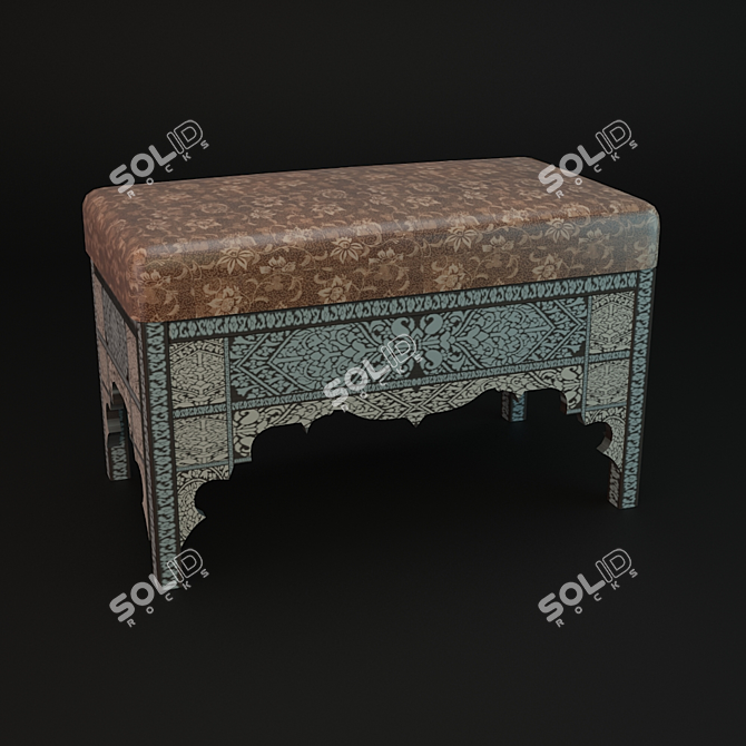 Oriental-Style Bench: 730x415x500 mm 3D model image 1