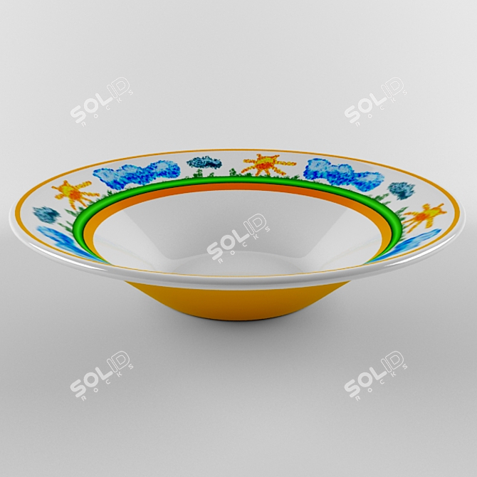 Colorful Kids Plate 3D model image 1