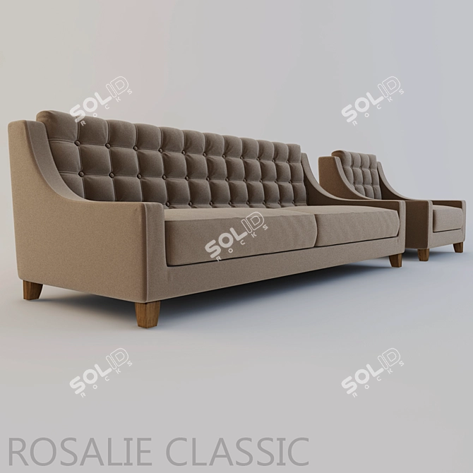 Elegant Rosalie Classic Sofa 3D model image 1