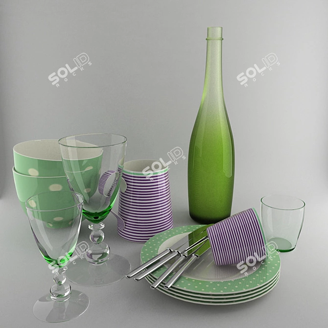 Compact Kitchenware Set 3D model image 1