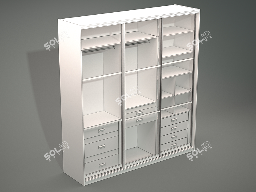 Sleek Sliding Wardrobe 3D model image 1