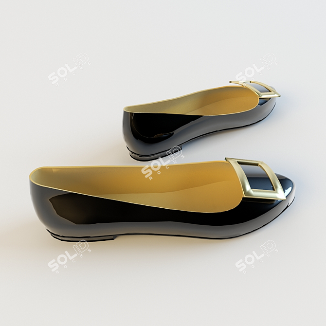 Elegant Buckle Shoes: Low Heel 3D model image 1