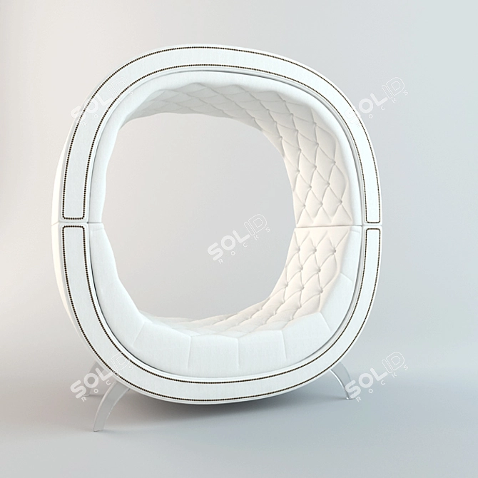 Curved Globe Bench FS: Dark and White Texture Options 3D model image 1