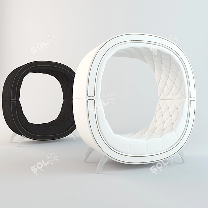 Curved Globe Bench FS: Dark and White Texture Options 3D model image 2