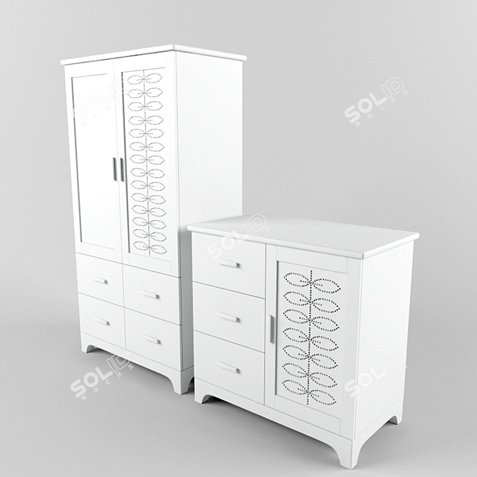 Cosatto Furniture Set: Wardrobe & Chest of Drawers 3D model image 1