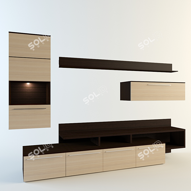 Modern TV Wall ETRO E051 3D model image 1