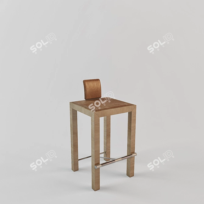 Tresserra Leather Wood Bar Stool 3D model image 1