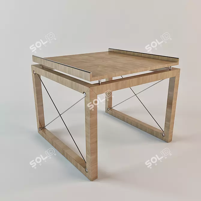 Parisian Elegance: Tresserra Wood and Metal Table 3D model image 1