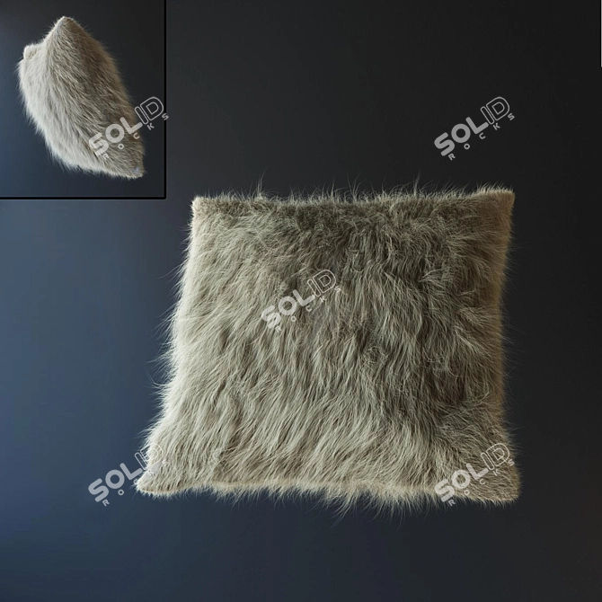 Luxury Faux Fur Cushion 3D model image 1