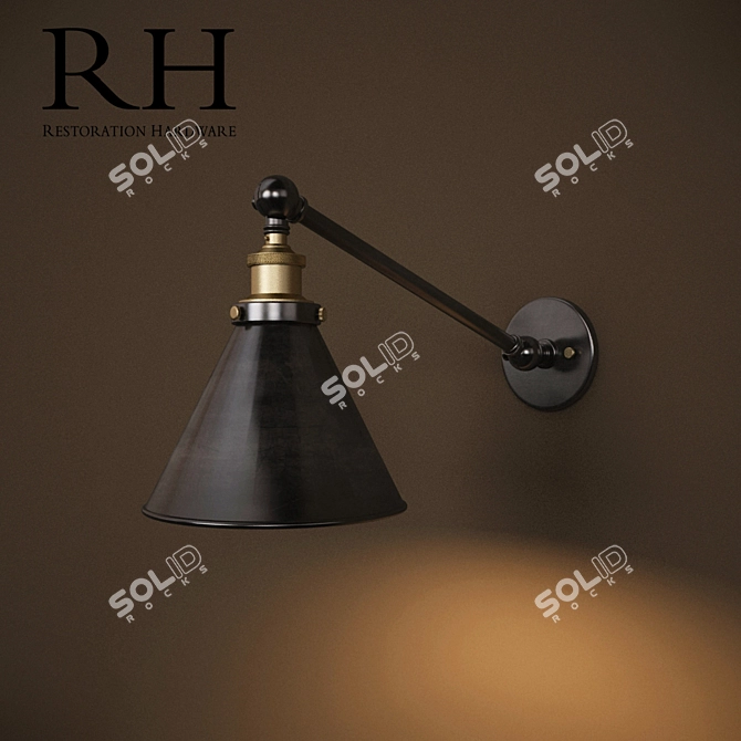 Vintage-inspired Library Sconce 3D model image 1