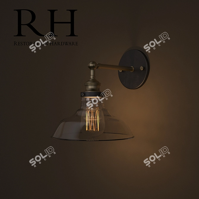 Vintage Industrial Glass Barn Sconce 3D model image 1
