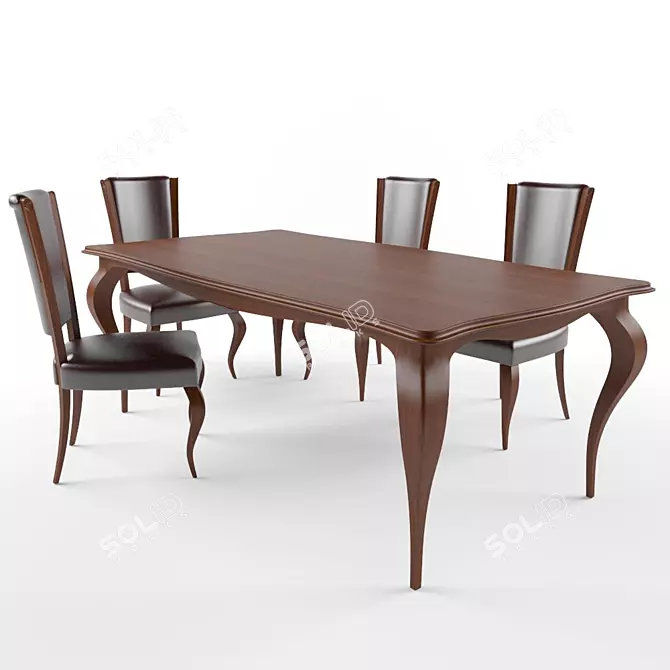 Sleek Kanto Table & Chair Set 3D model image 1