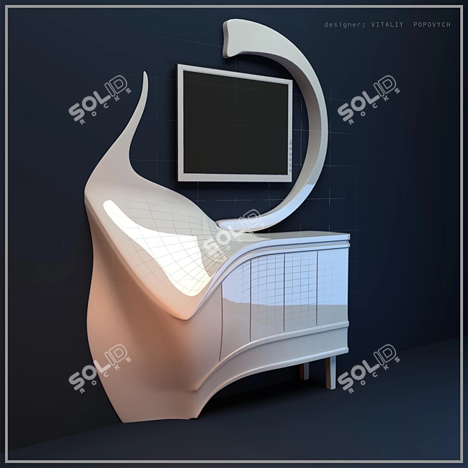 Modern White Gloss TV Stand 3D model image 1