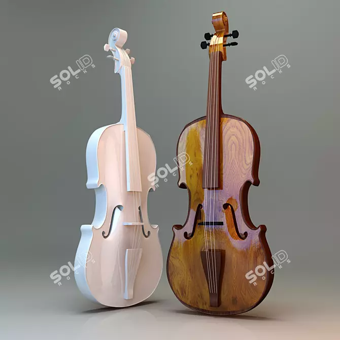 Elegant Lacquered Violin 3D model image 1