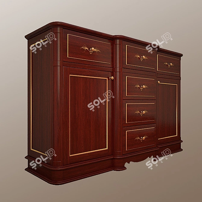 Sleek Wooden Drawers 3D model image 1