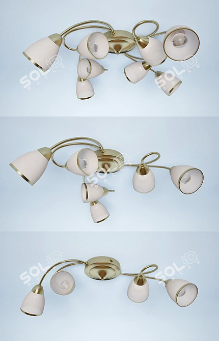 Antique Bronze Glass Pendant 3D model image 1