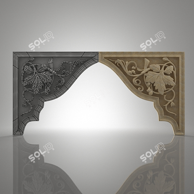 Rustic Wooden Decorative Ornament 3D model image 2