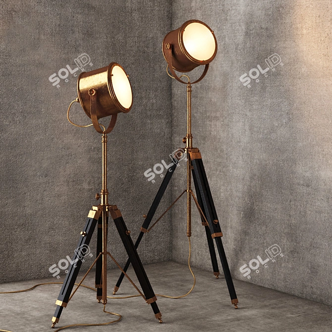 Elegant Brass Floor Lamp 3D model image 1