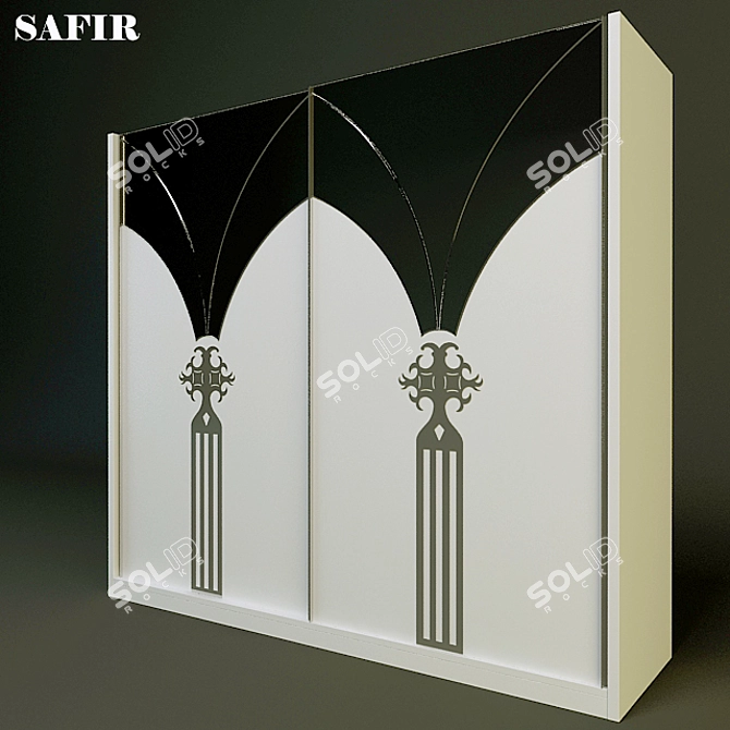 Safir: Elegant Black Ottoman 3D model image 1