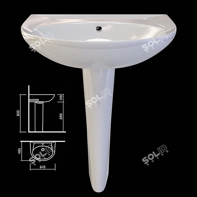 Sanita Luxe Classic Sink - Stylish and Practical 3D model image 3