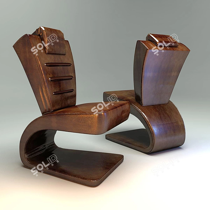 Luxury Leather Chair: 550x750x1050 3D model image 1