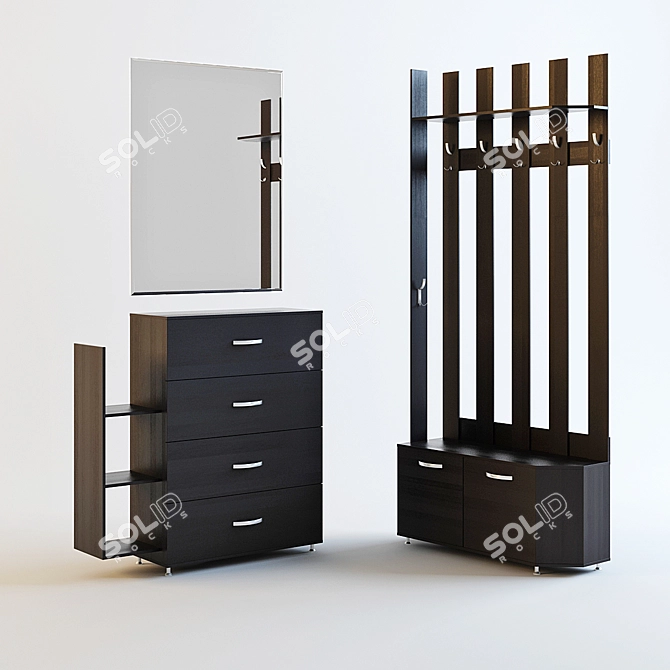 Modern Hallway Furniture Set 3D model image 1