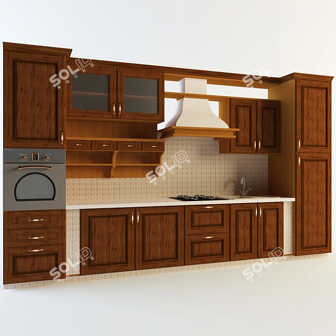 Contemporary Classic Kitchen 3D model image 1