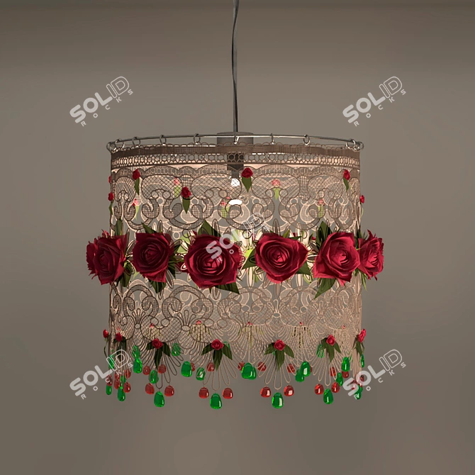 Rose Bouquet Lampshade 3D model image 1