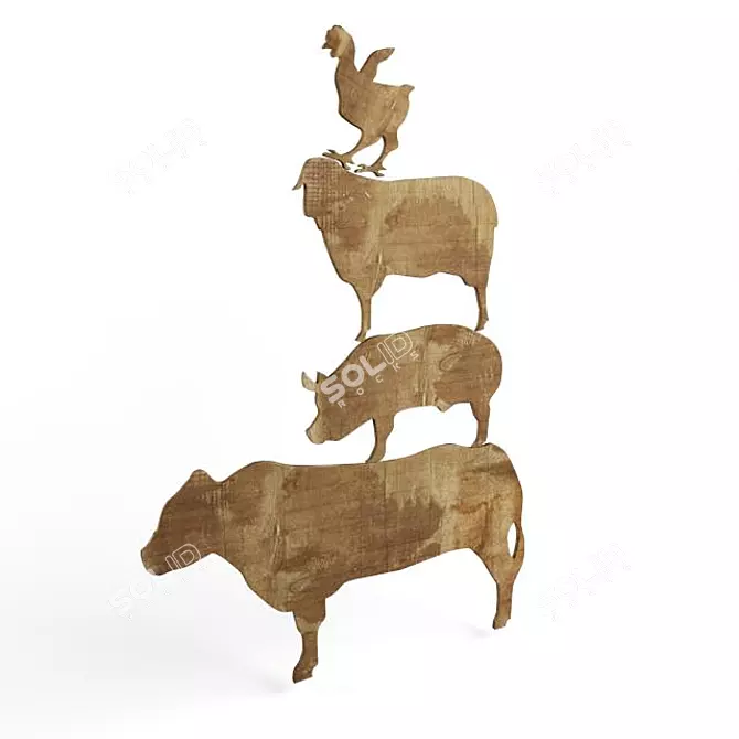 Animal Silhouette Decorative Cutting Board 3D model image 1