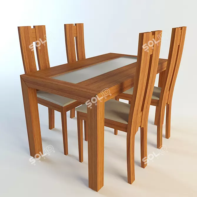 Modern Domini Table and Chairs 3D model image 1