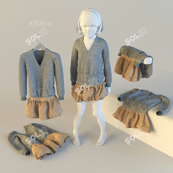 Versatile Stylish Baby Dress 3D model image 1