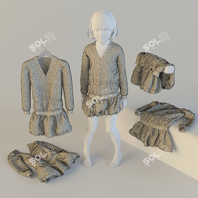 Versatile Stylish Baby Dress 3D model image 2