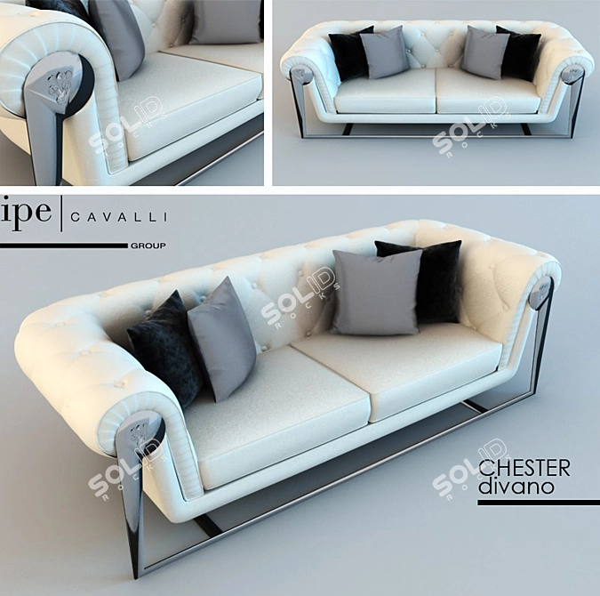 Luxury Italian Leather Sofa "Chester 3D model image 1