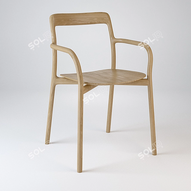 Branca Wood and Metal Chair 3D model image 1