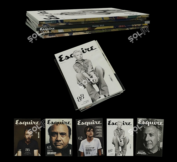 5 Esquire magazines, high-res textures 5500x3700 3D model image 1