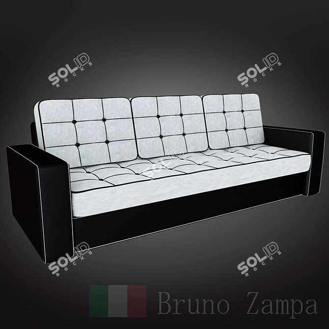 Modern Leather Sofa 3D model image 1