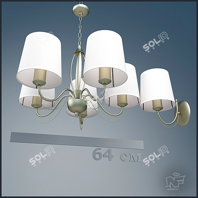 Elegant Crystal Chandelier & Sconces 3D model image 1