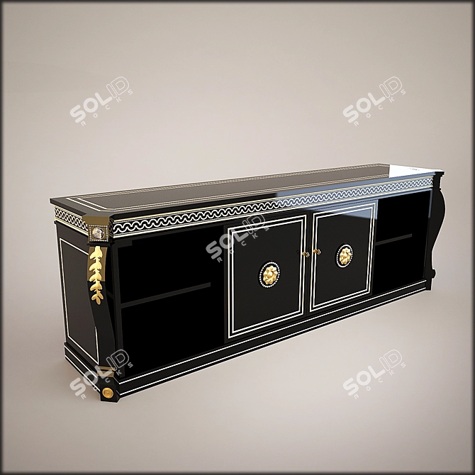 Golden Black Wood Metal Cupboard 3D model image 1