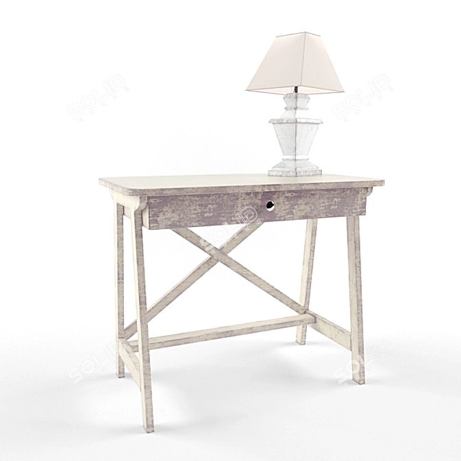 Sleek Desk with Integrated Lampl 3D model image 1