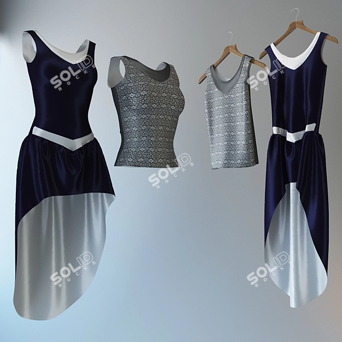 Elegant Dress & Stylish Top 3D model image 1