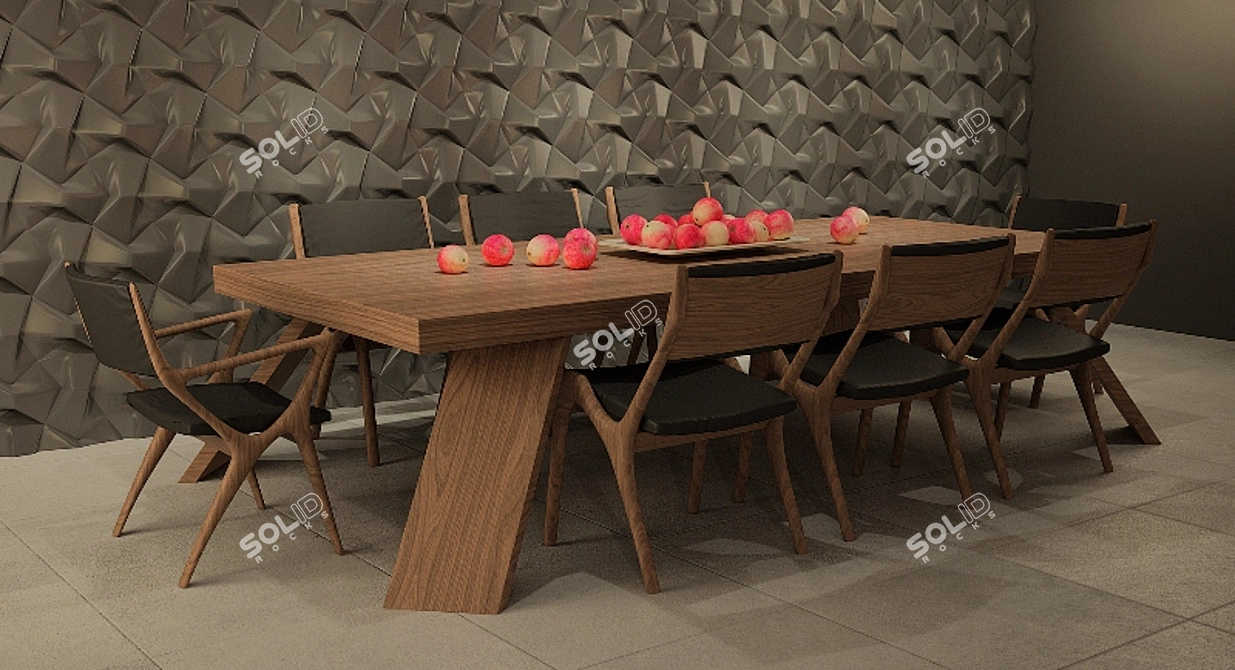 Sleek Vray Dining Set - max 2013 & fbx 3D model image 2