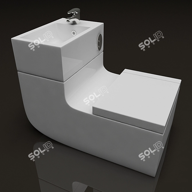 WC-Sink Combo: Space-Saving 2-in-1 Solution 3D model image 1