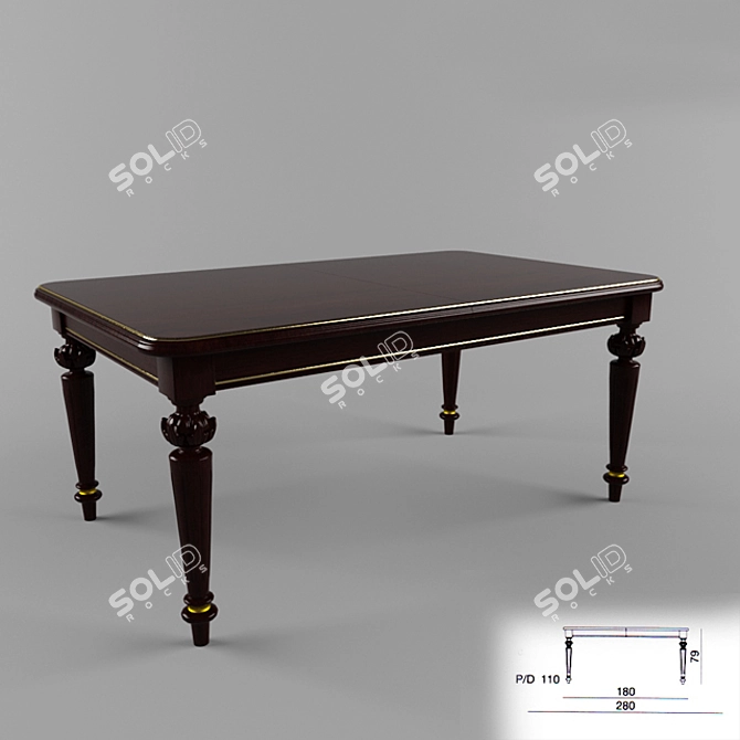 BelCor Classic Dining Table 3D model image 1