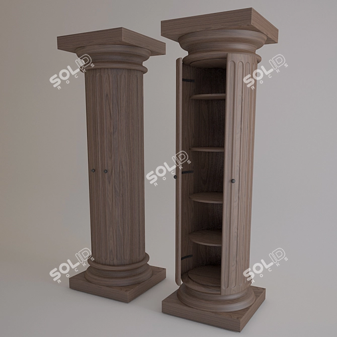 Russian-Style Wooden Cupboard 3D model image 1